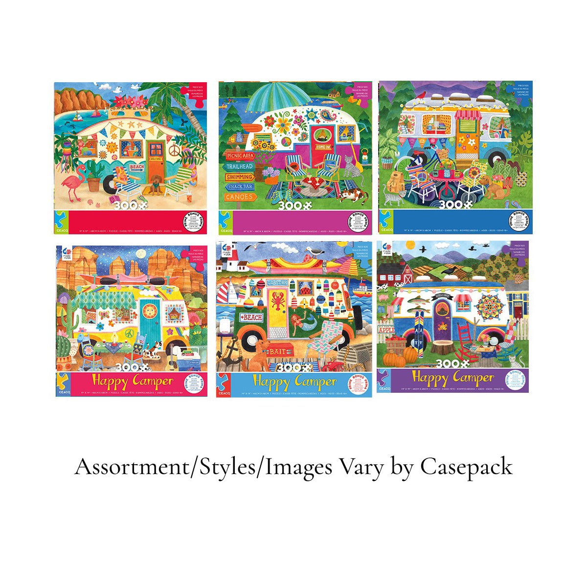 300PC OVERSIZED HAPPY CAMPER ASST (6) BL